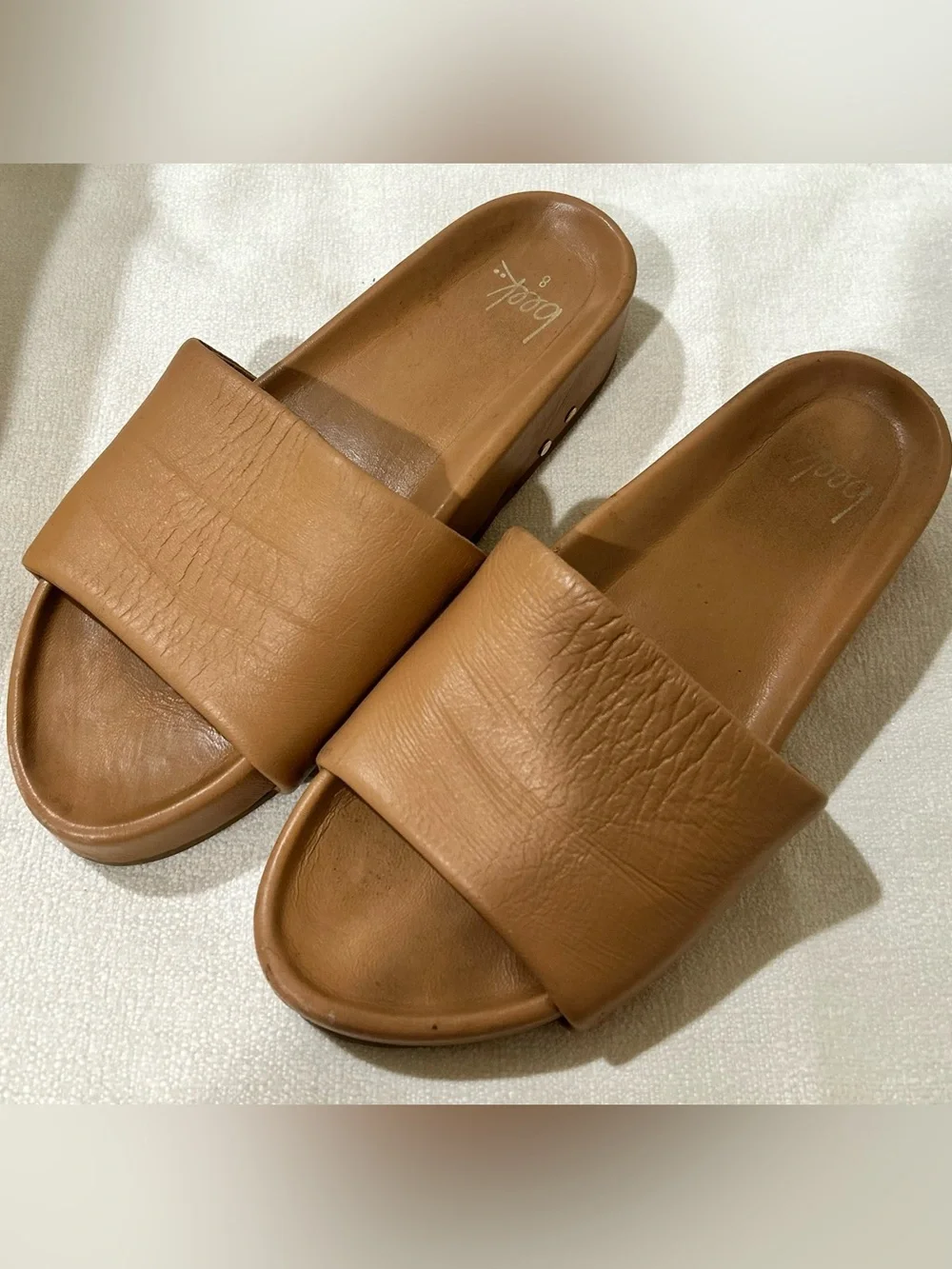 Beek Pelican Leather Platform Sandal SIZE:8